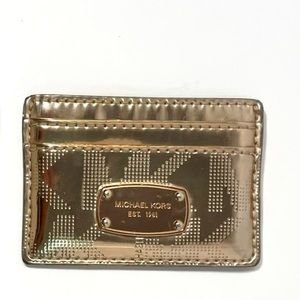 Michael Kors Metallic Rose Gold Wallet Card Case